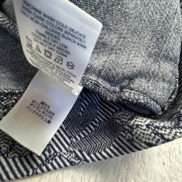 Lands' End Womens Blue Leaf Print Cotton Blend Pullover Top 2X 20W-22W Casual - Picture 5 of 9